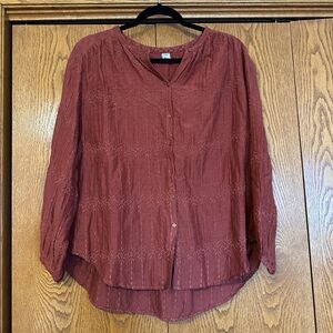 Old Navy Women's Rust Button-Up Top in Medium